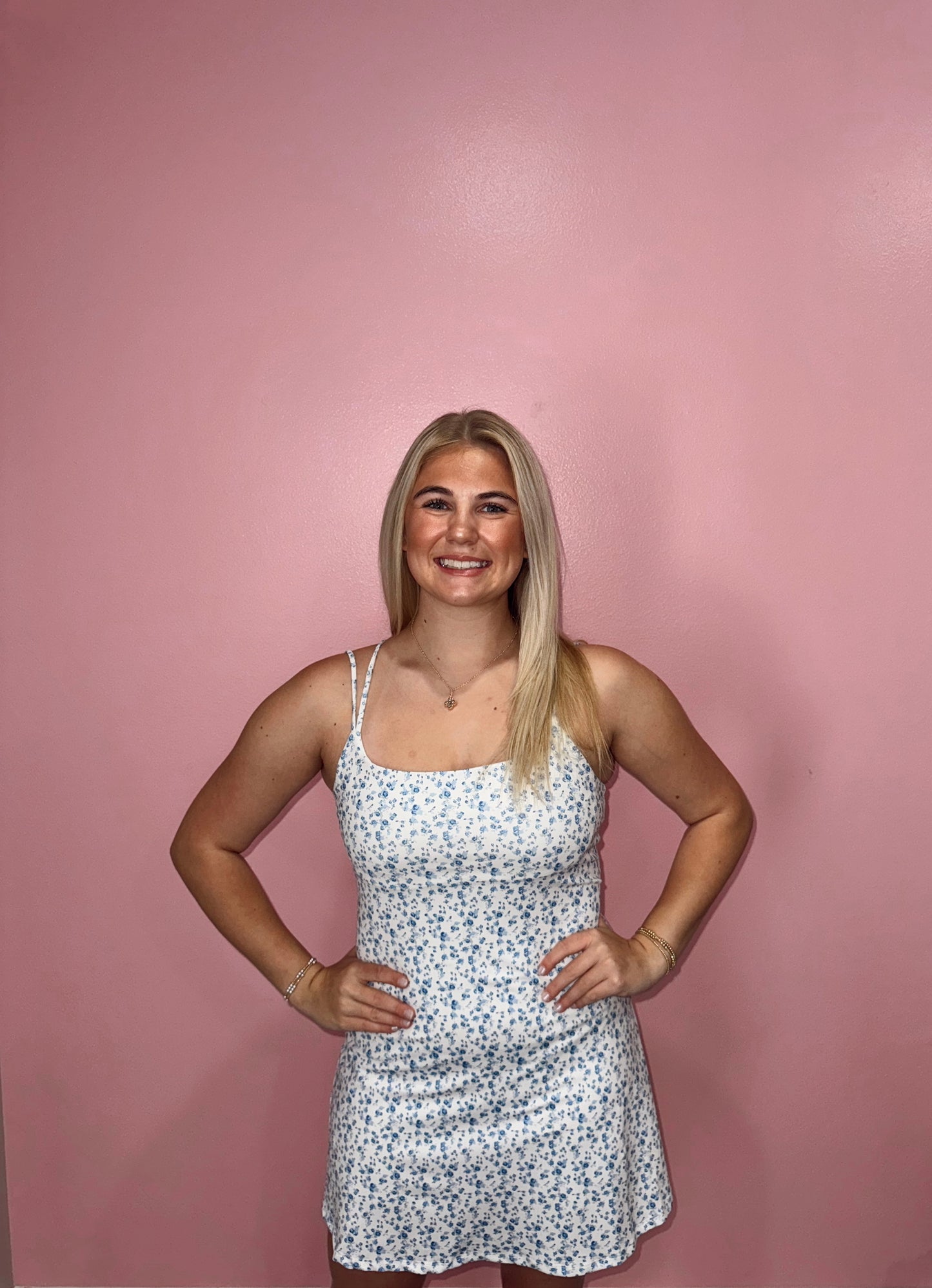 Blue Floral Athletic Dress
