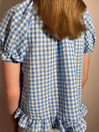 Puff Sleeve Gingham Top