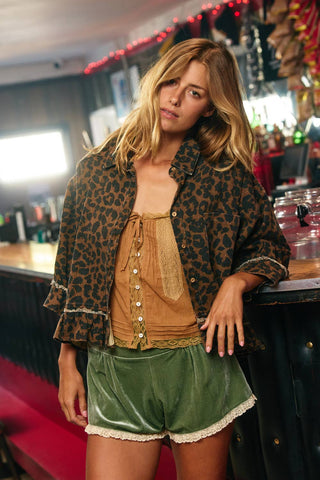 Leopard Print Ruffle Top