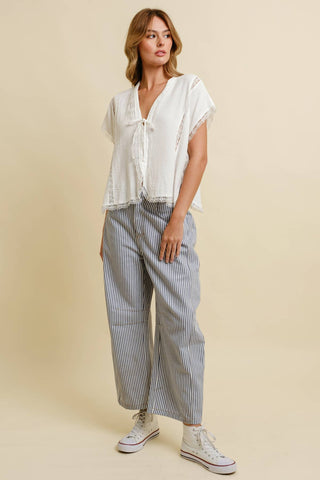 Marshmallow Tie Front Top