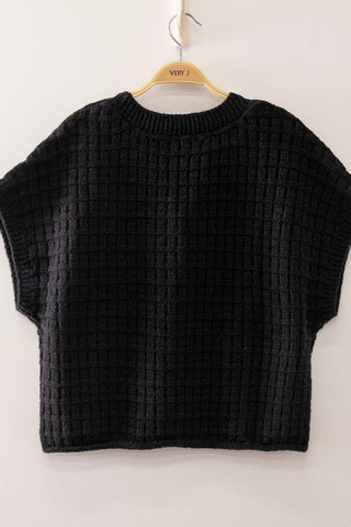 VERY J - 12W3719N-Waffle Texture Crop Cardigan