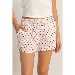 Red Polka Dot Drawstring Shorts