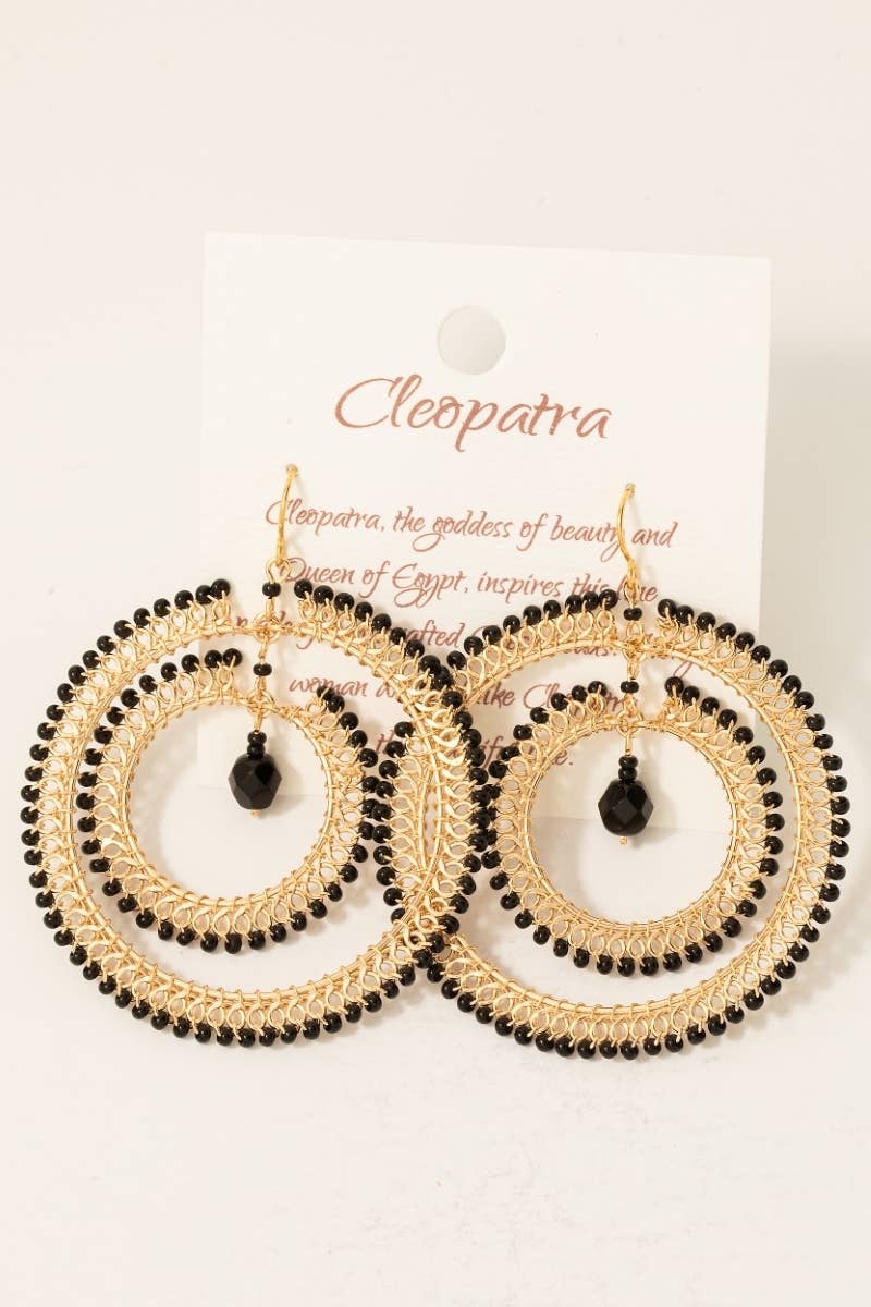 Intricate Layered Beaded Hoop Dangle Earrings