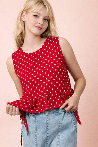 VERY J - NT12128-Side Tie Detail Ruffled Top