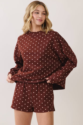 TCEC - CT10089-Polka Dot Print Lounge Sweatshirt