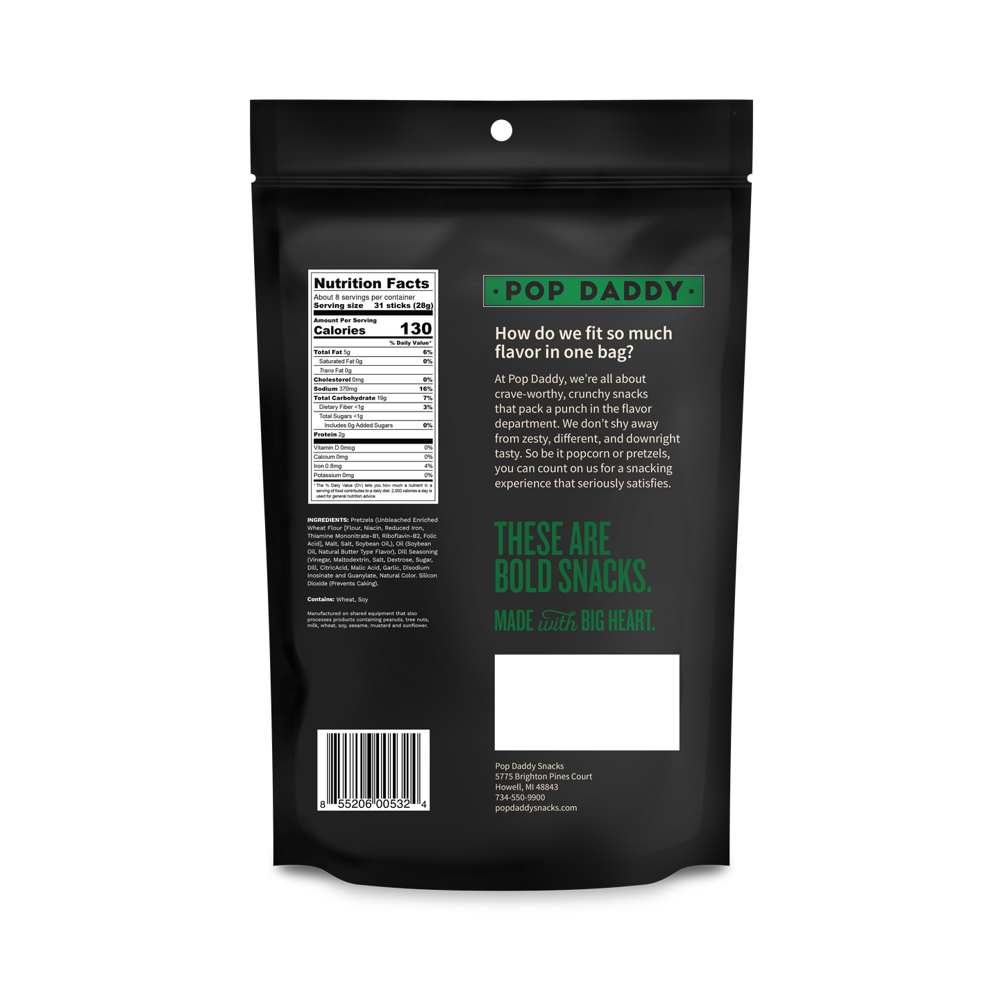 Pop Daddy Snacks - Pop Daddy – Dill Pickle Seasoned Pretzels 7.5oz