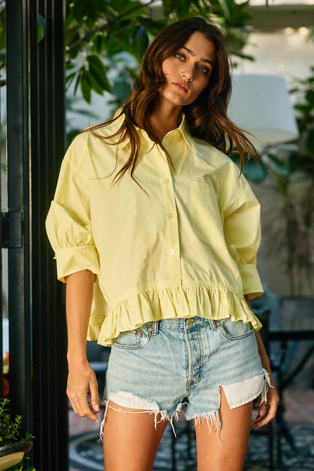 Butter Ruffle Trim Top