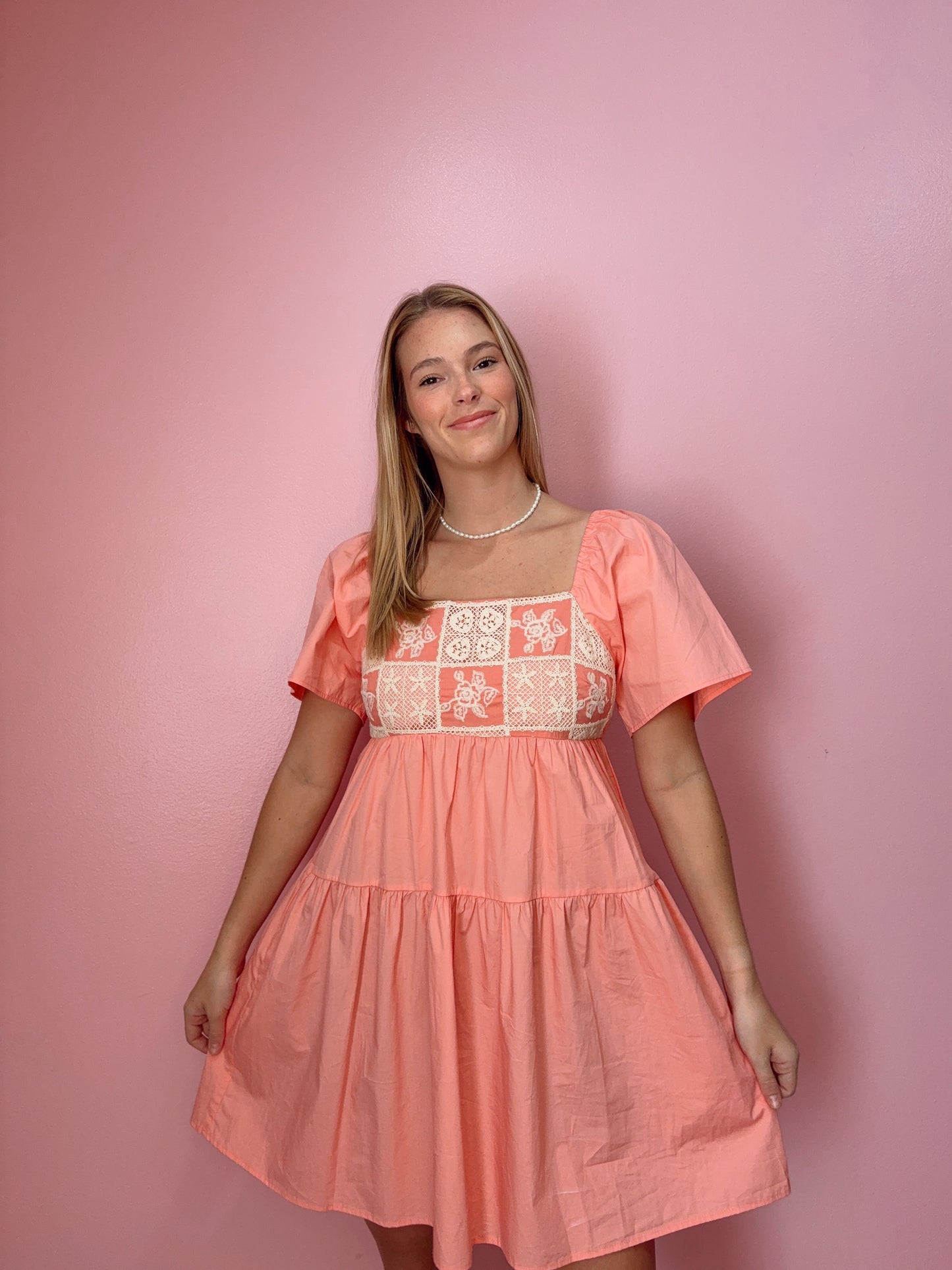 Crochet Patchwork Mini Dress