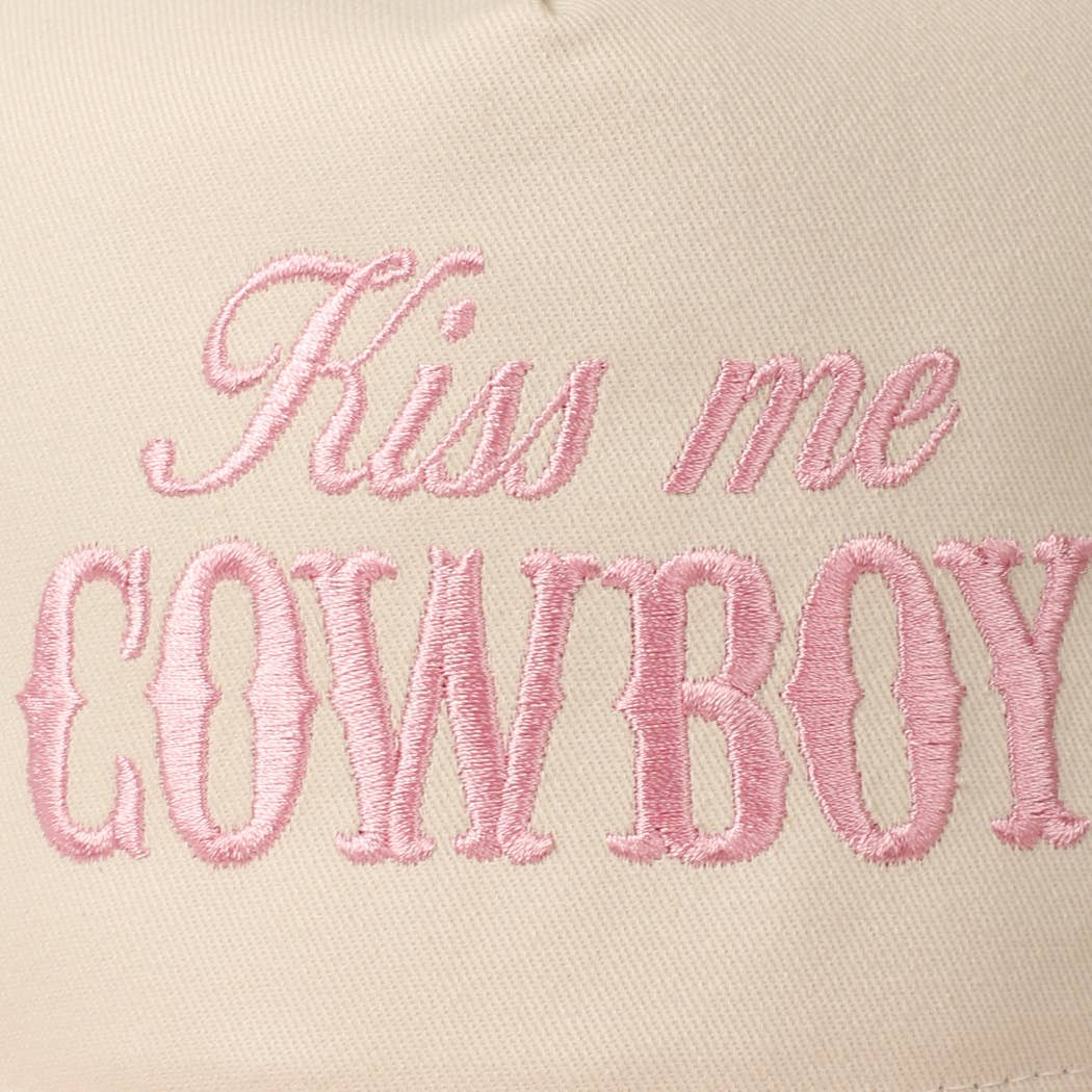Kiss Me Cowboy Embroidered Trucker Hat