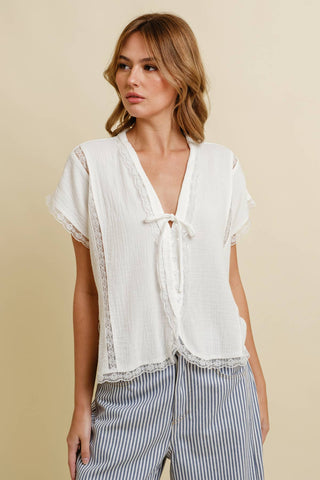 Marshmallow Tie Front Top