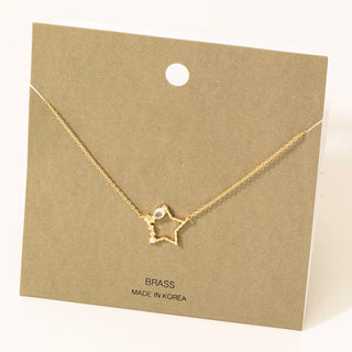Rhinestone Cluster Star Pendant Necklace