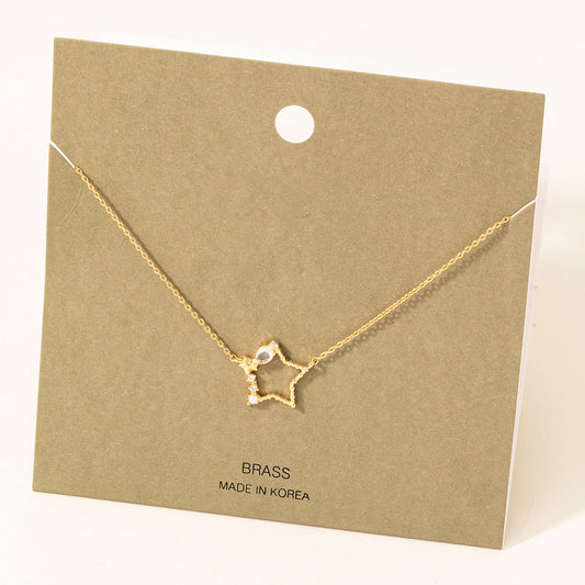 Rhinestone Cluster Star Pendant Necklace