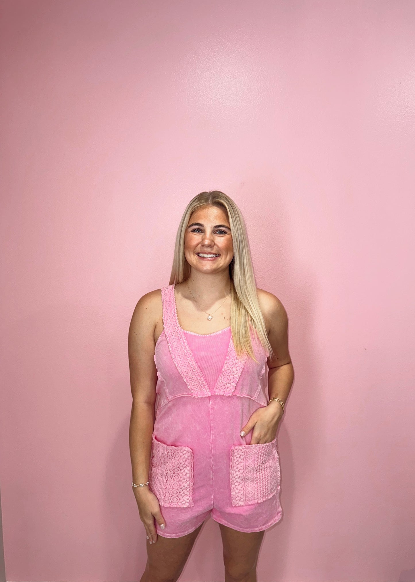 Pink Lace Romper