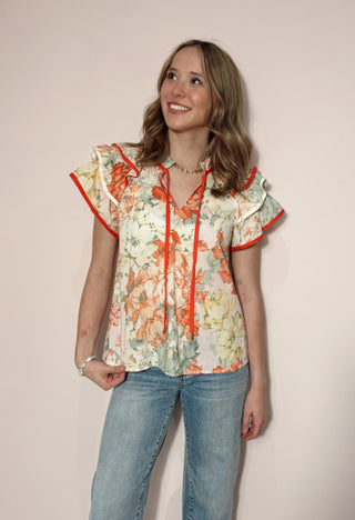 Floral Ruffle Top