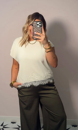 Cream Lace Top