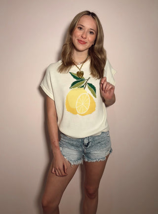 Lemon Knit Sweater Top