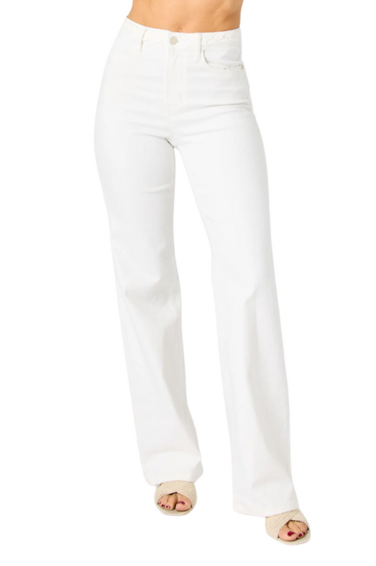 JUDY BLUE - HIGH WAIST WIDE LEG - WHITE