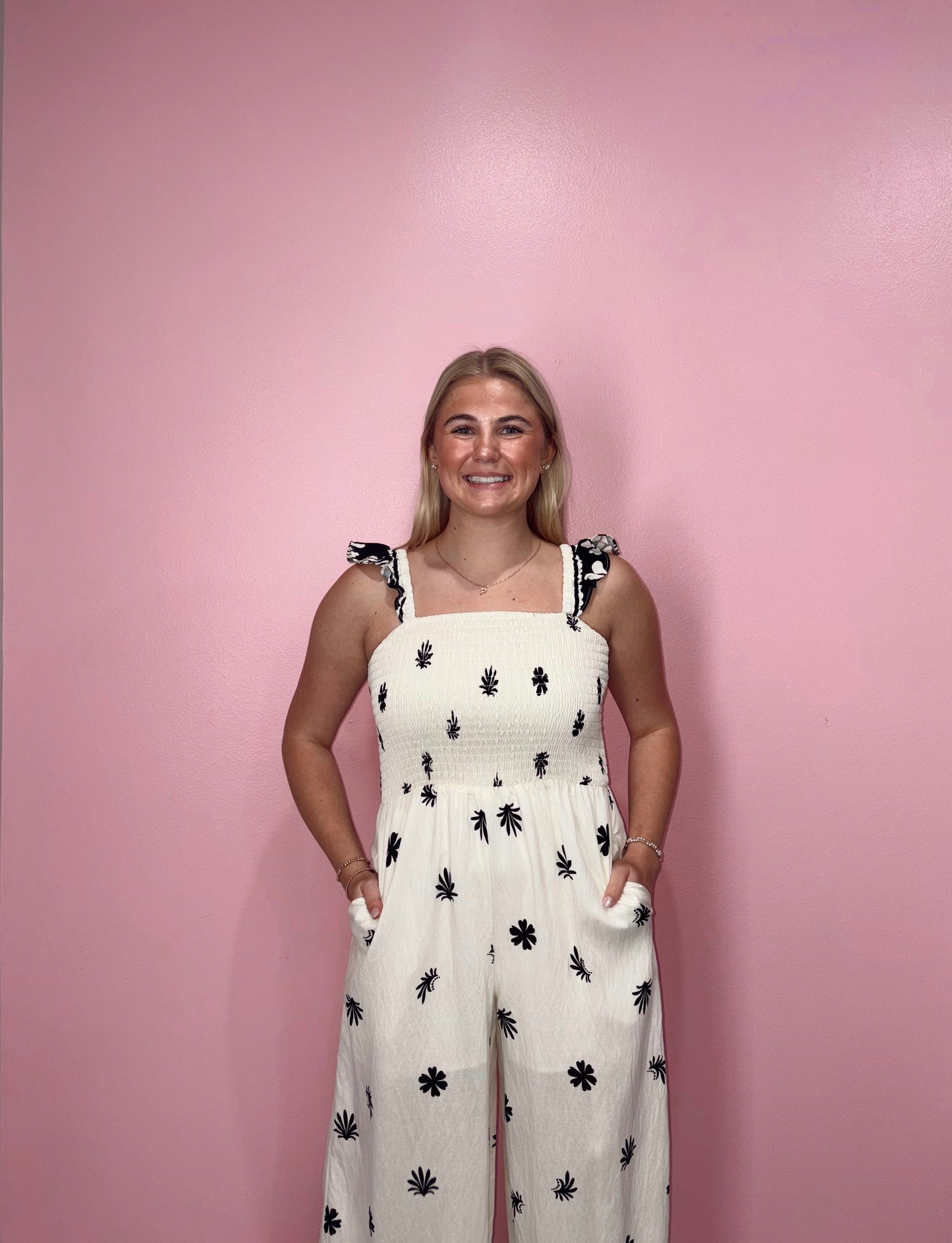 Ivory Smocked Jump Suit