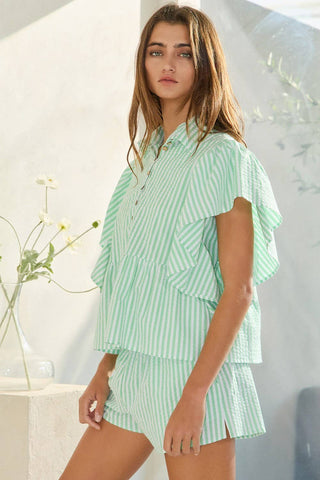 Ruffle Sleeves Mint Top