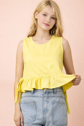 VERY J - NT12128-Side Tie Detail Ruffled Top