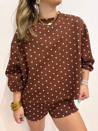 Espresso Polka Dot Matching Sweatshirt