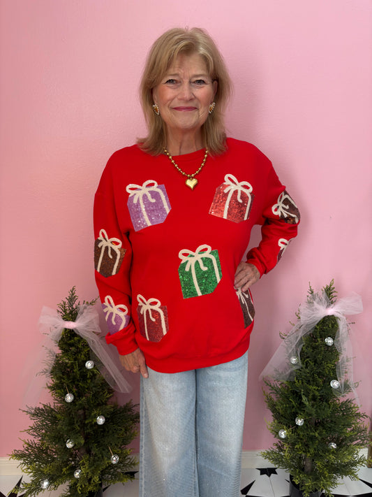Sequin Christmas Present Sweatshirt