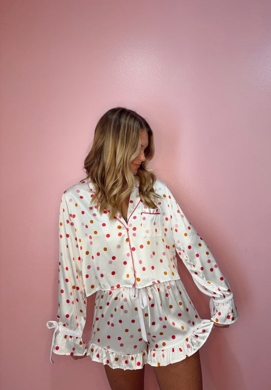 Confetti Satin - Short Pj + Velvet Ties