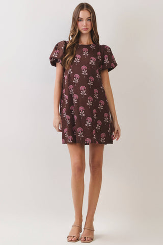 TCEC - CD07462-Floral Print Bow Back Mini Dress