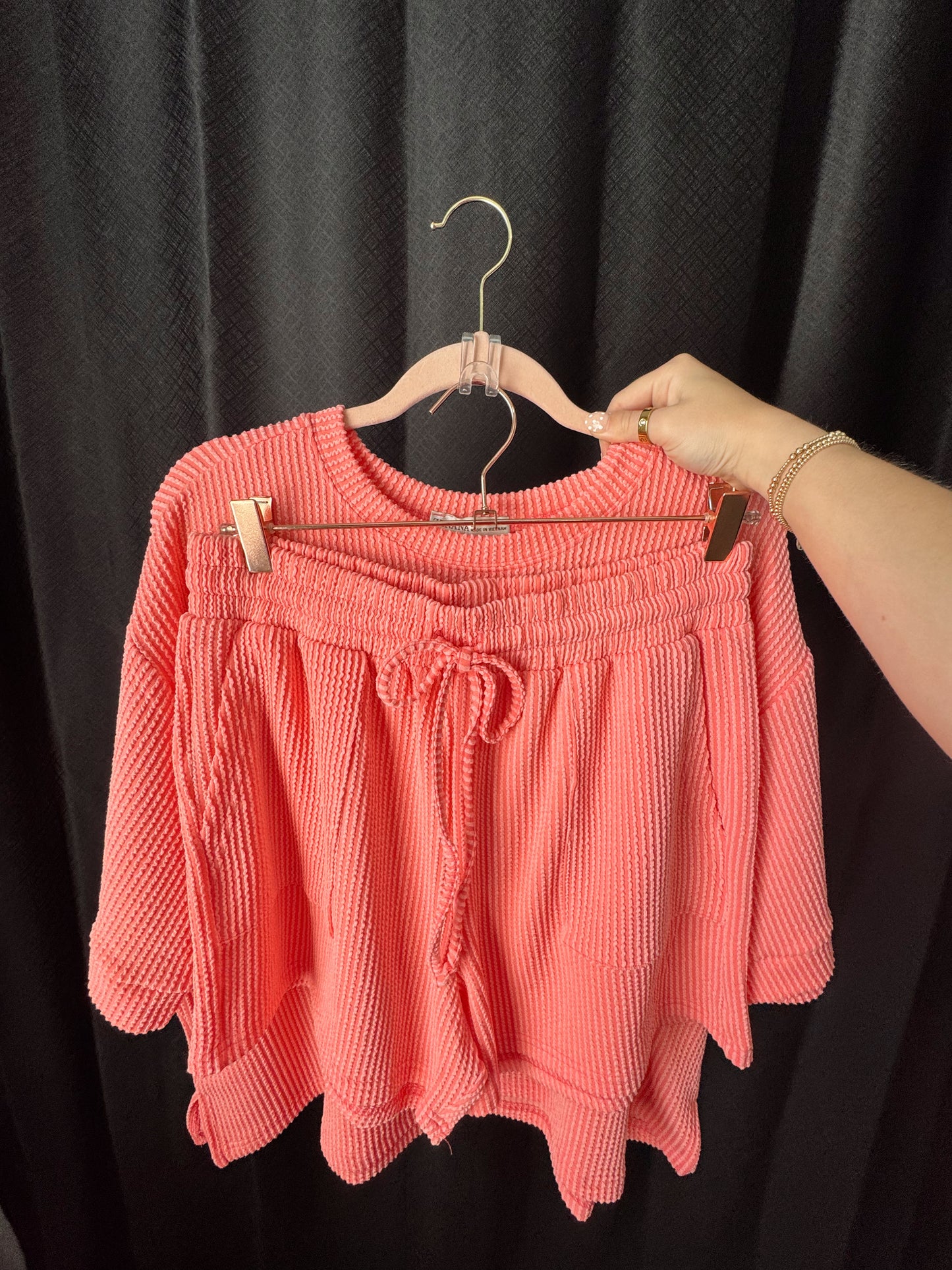 Corded Ribbed Matching Shorts Set