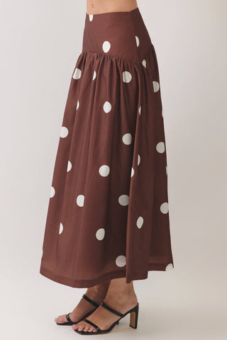 Polka Dot Gathered Maxi Skirt