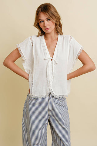 Marshmallow Tie Front Top