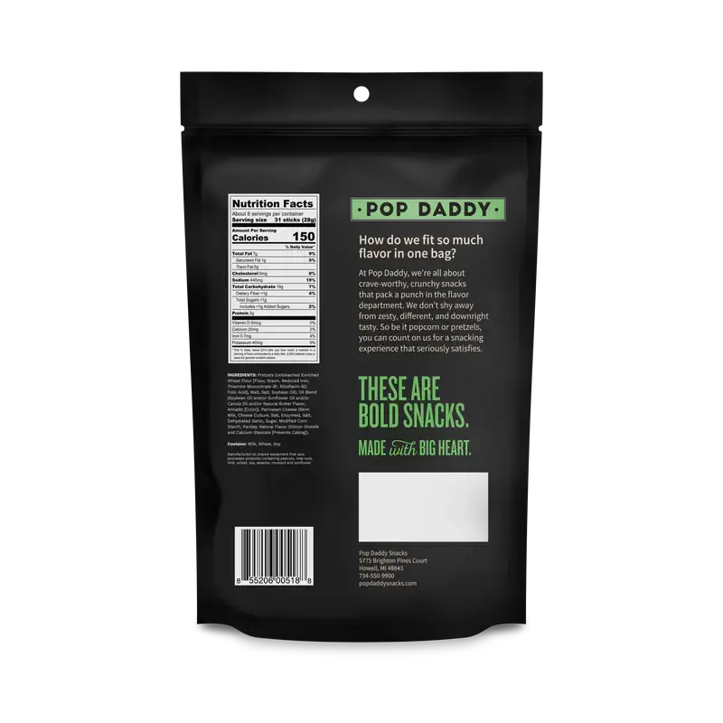 Pop Daddy Snacks - Pop Daddy – Garlic Parmesan Seasoned Pretzels 7.5oz