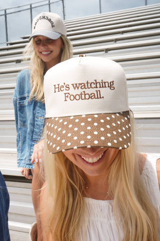 He's Watching Football Polka Dot Hat
