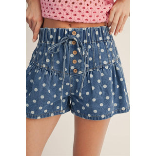 Polka Dot Denim Shorts