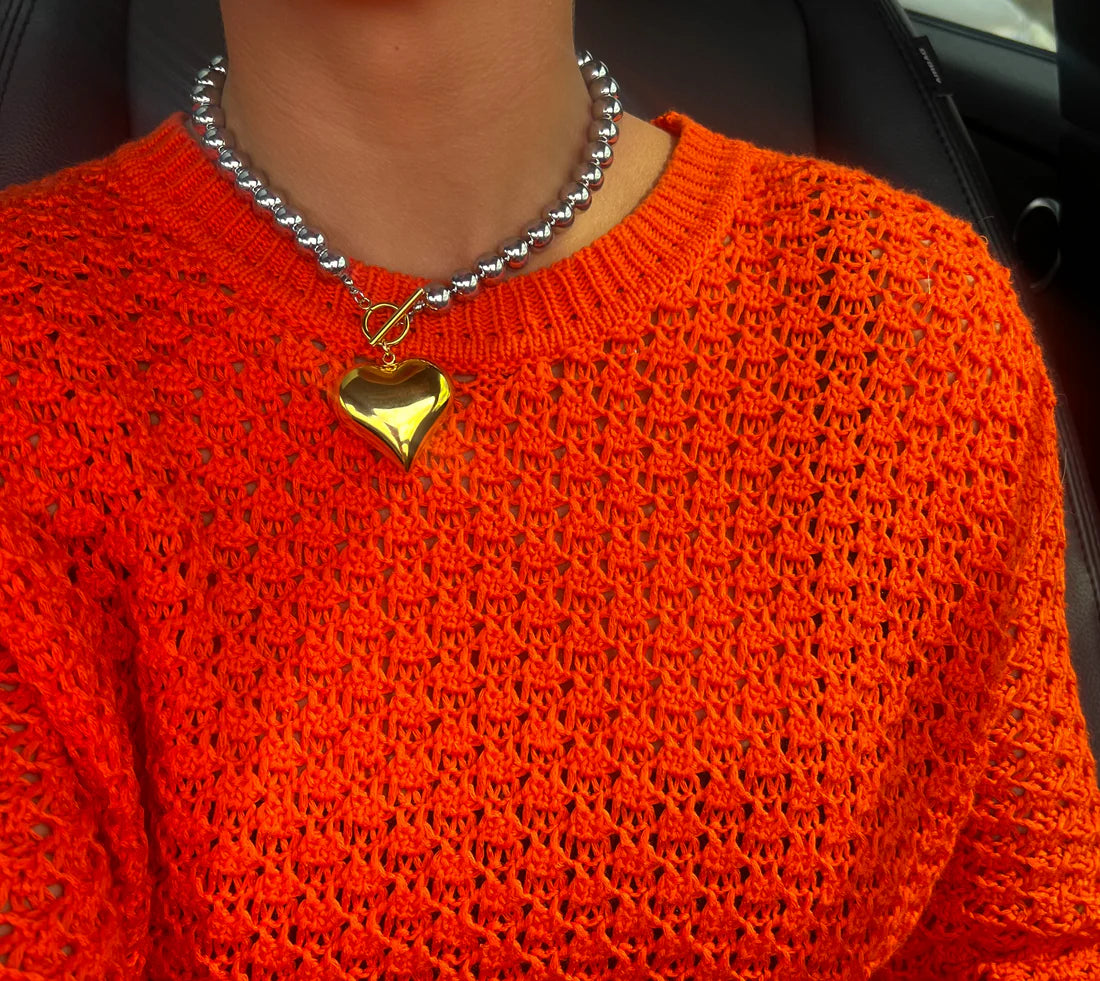 Chunky Mixed Metal Heart Necklace