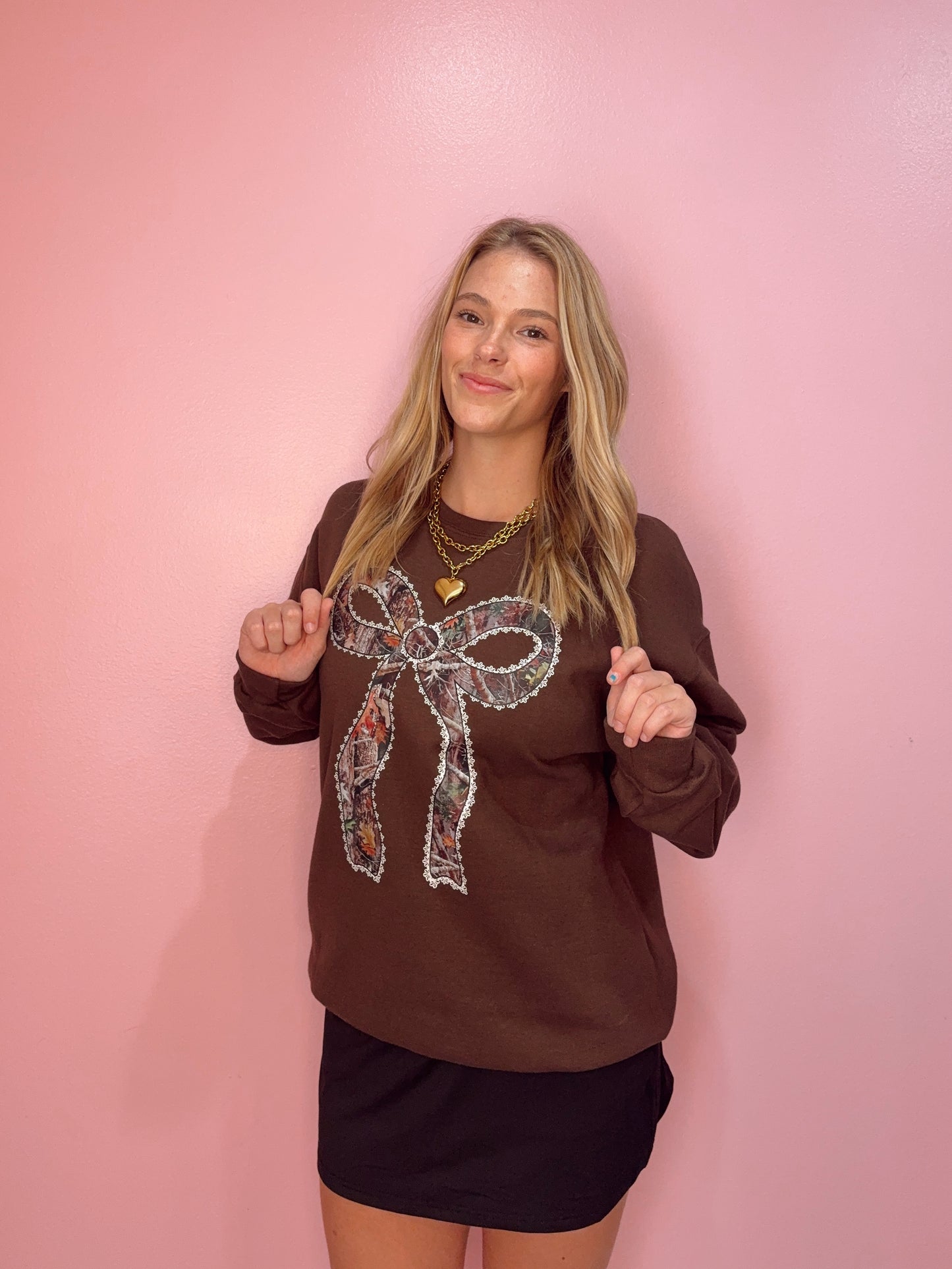 Camo Bow Brown Sweatshirt