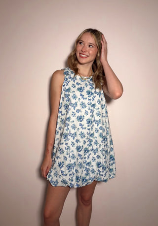 Floral Print Bubble Hem  Dress