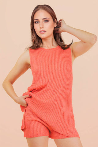 VERY J - 12W3359NSET-Knit Sweater Comfy Top & Shorts Set
