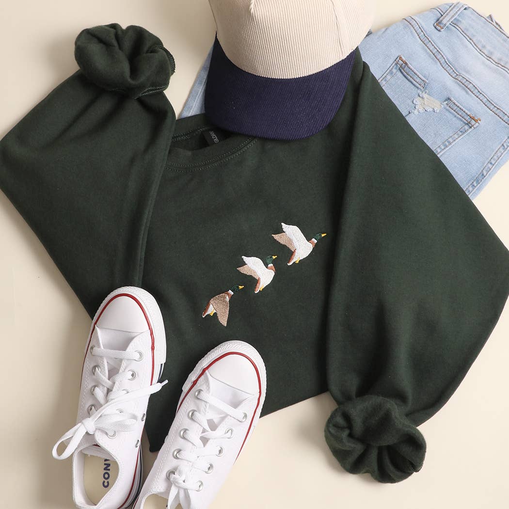 Flying Mallard Embroidered Fleece Sweatshirt