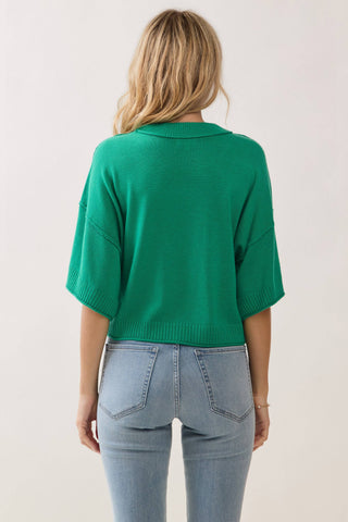 TCEC - CW2649-Relaxed Fit Round Neck Short Sleeve Knit Top