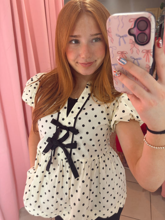 Polka Dot Scallop Top