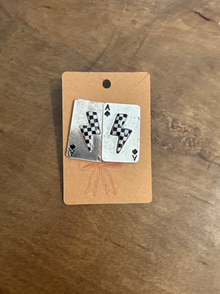 Playing Card Ace Lightning Bolt Stud