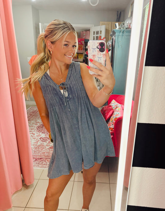 Front tie Denim Romper