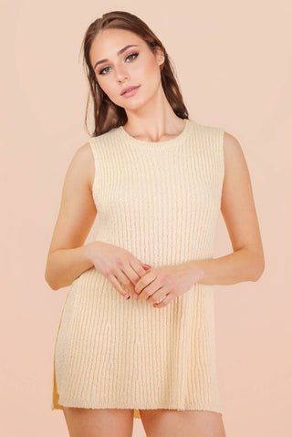 VERY J - 12W3359NSET-Knit Sweater Comfy Top & Shorts Set