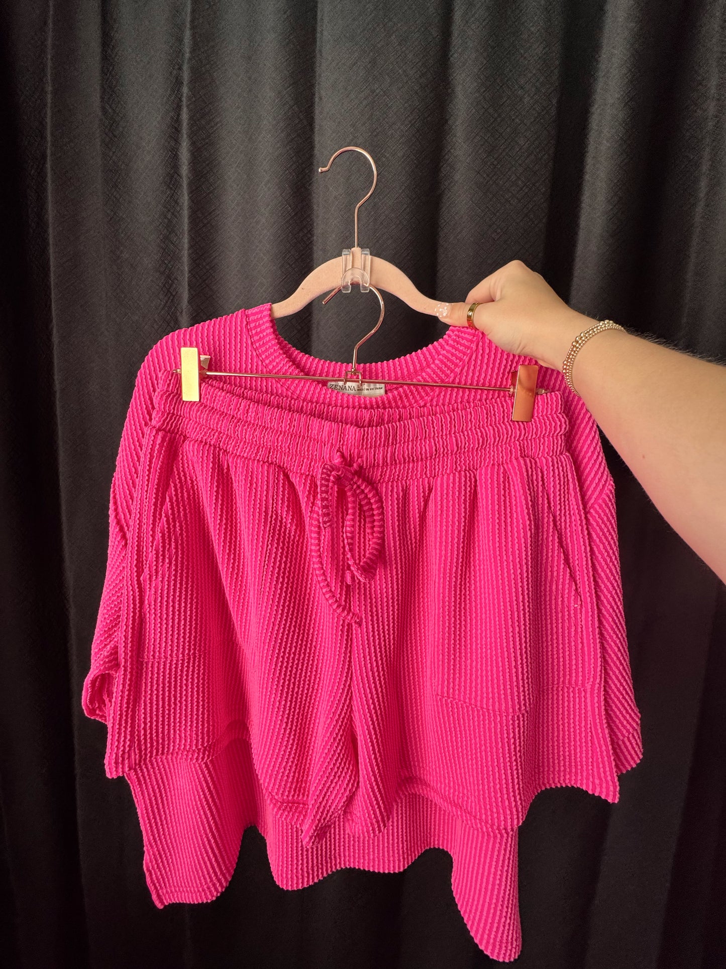 Corded Ribbed Matching Shorts Set