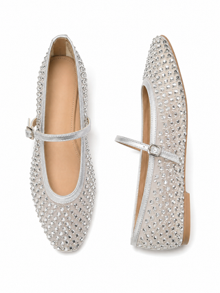 Silver Studded Ballet Flats