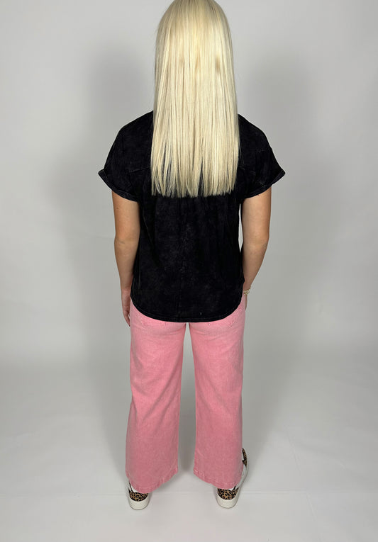 Pink Stretchy Straight Leg Jeans