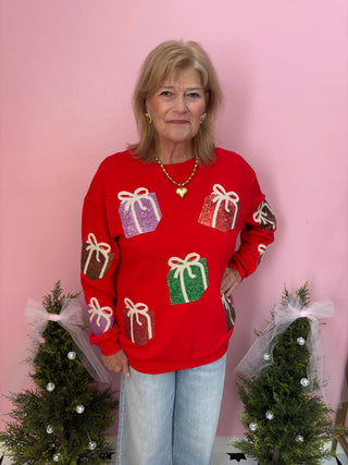 Sequin Christmas Present Sweatshirt