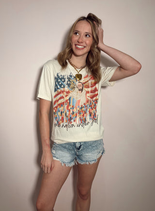 One Nation Under God Rhinestone Tee