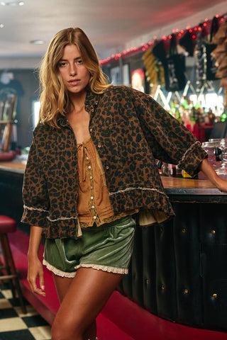 Leopard Print Ruffle Top